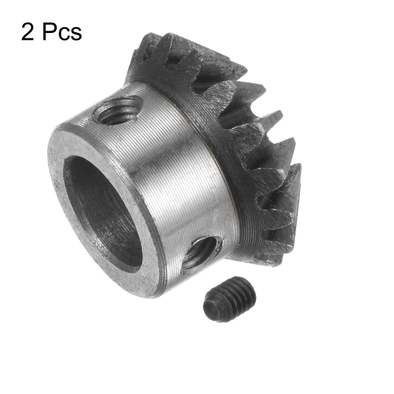 HARFINGTON 2pcs Bevel Gear 1M 16 Teeth 12mm Shaft Hole 1:1 Tapered Bevel Pinion Gear 45# Steel 1.5 Module 90 Degree Steering Gear, for Hardware Mechanical Rotation 12 mm