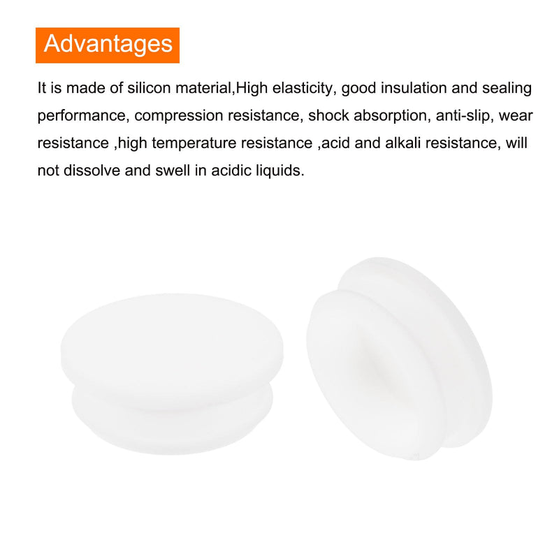 MECCANIXITY Silicone Snap in Locking Hole Plugs,Rubber Panel Seal Cover Flush Type Panel Round for Kitchen Rubber Bulkheads Waterproof Sealing Plugs 38.6mm/1.5 Inch Diameter White,Pack of 2