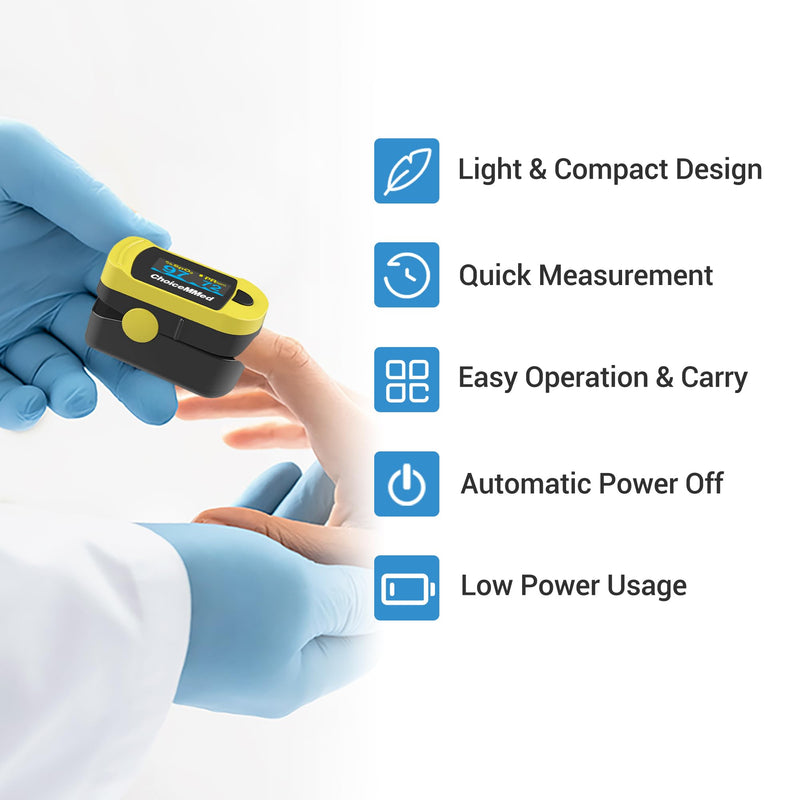 ChoiceMMed C20 Pulse Oximeter - Fingertip Pulse Oximeter Blood Oxygen Saturation Monitor - Large OLED Screen SPO2 Monitor with Lanyard and Carrying Case