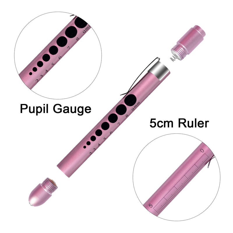 Pen Light,Nurse Medical Reusable LED Penlight White Light with Pupil Gauge and Ruler (Rose Gold) Rose Gold