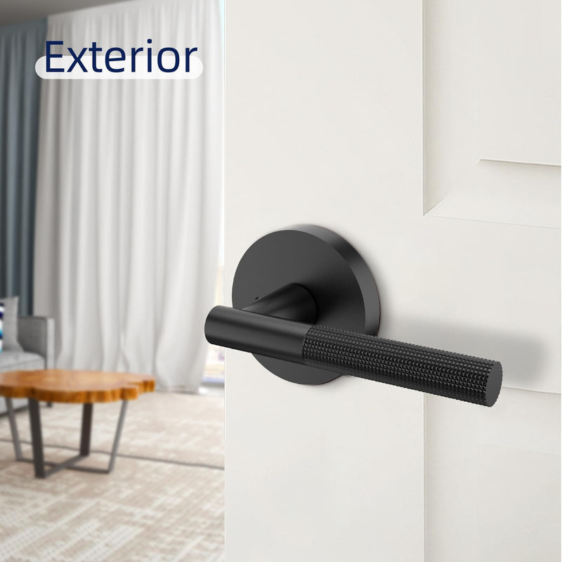 Passage Door Handles, Door Lever for Bedroom or Bathroom | Non-Slip Grip, Easy to Install, Door Handles for Left Right Sided Black-