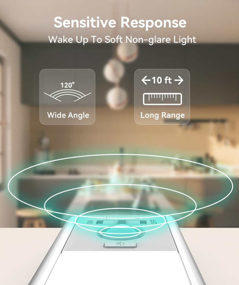 Under Cabinet Lighting, LED Motion Sensor Light Indoor, 2200mAh USB Rechargeable Closet Lights Battery Operated, Stick On Magnetic Wireless Dimmable Under Counter Lights for Kitchen, Stairs (2 Pack) White Light 8 inch