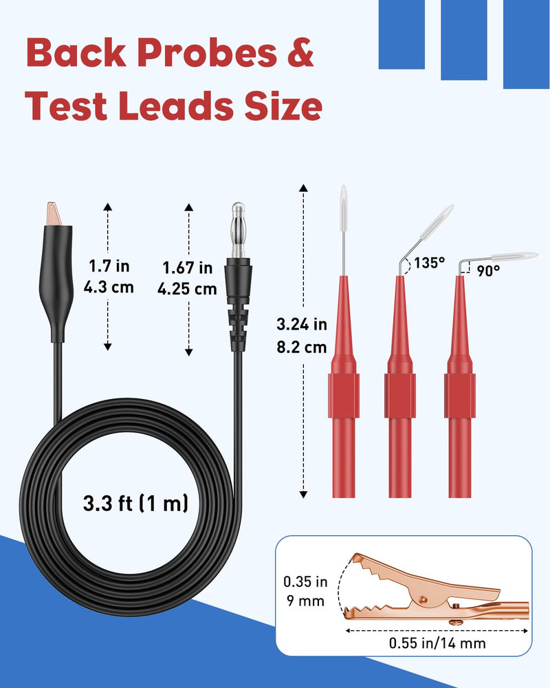Vibit 30 Pcs Back Probe Kit Automotive, Banana Plug to Alligator Clip Test Leads, Back Probe Test Lead Kit with Wire Piercing Probe, Insulated Test Leads Set for Multimeter & Electrical Testing