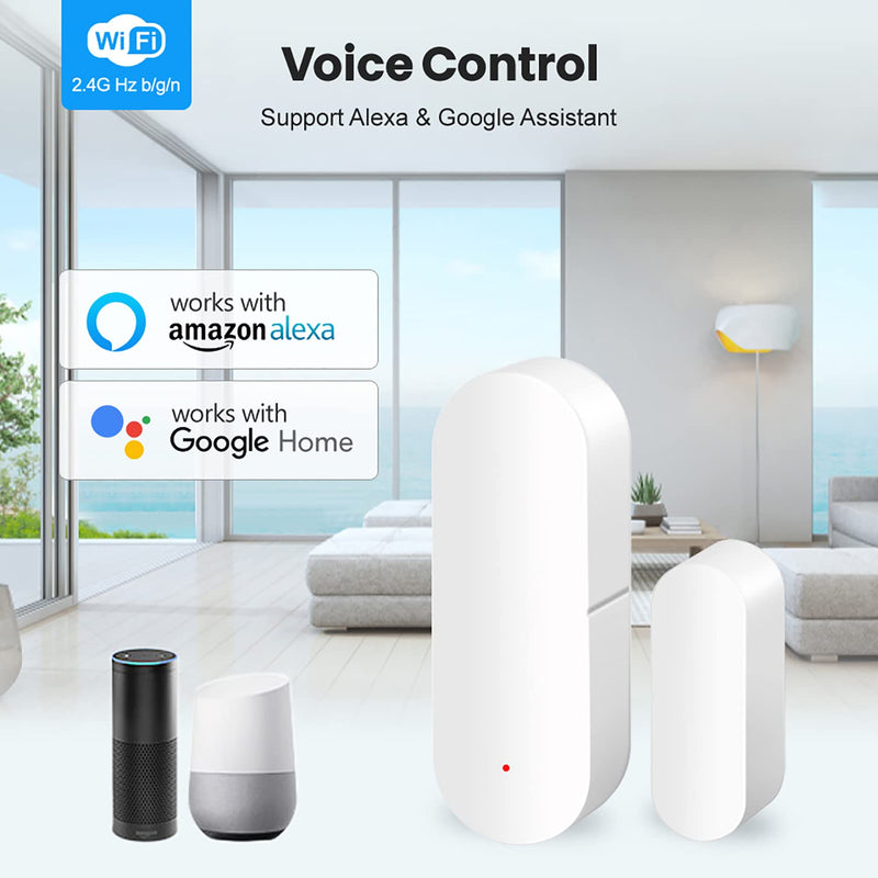 WiFi Door Sensor: Smart Door Open/Closed Detectors, Wireless Window Sensor with App Notification Alert, Contact Sensor for Home Security, Compatible with Alexa Google Assistant (4pack) 4pack