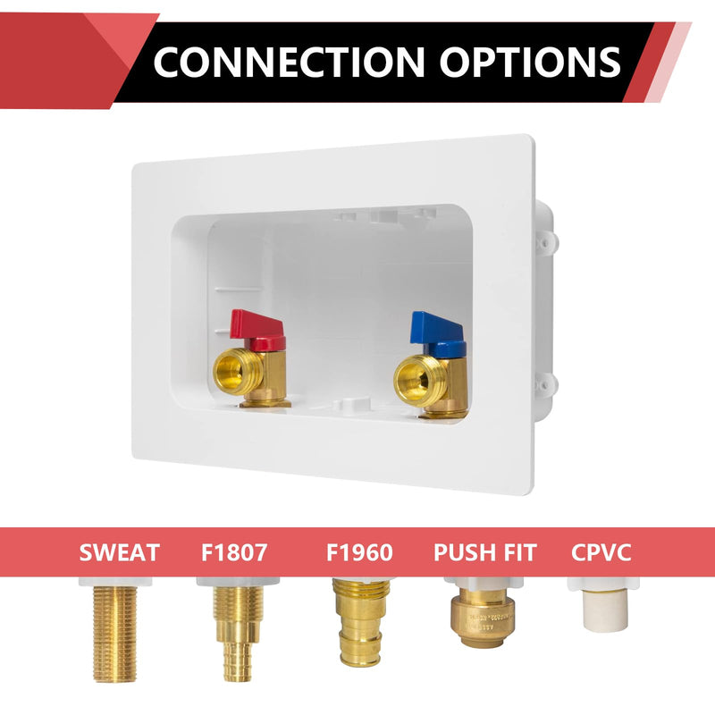 1Pc EFIELD 1/2"Push Washing Machine Box,Center Drain/Copper Arrestor(WM015) With Water Hammer Arrestor