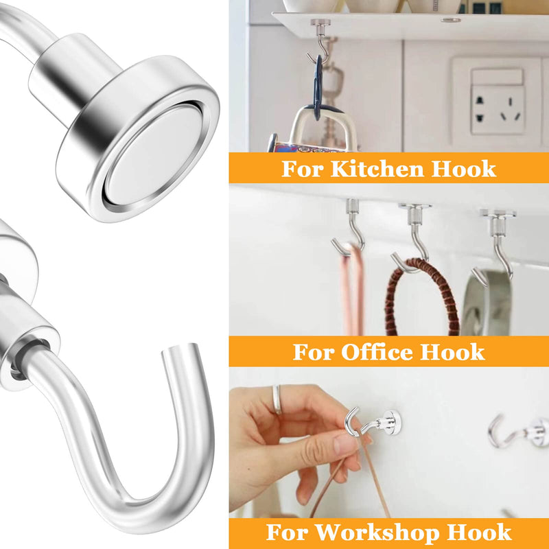 30Pcs Super Strong Magnetic Hooks, 25lbs Magnetic Hook Heavy Duty for Hanging, Rare Earth Neodymium Magnet Hooks, for Cruise Ship Camping Grill Kitchen Fridge Garage Wall E16mm_30p