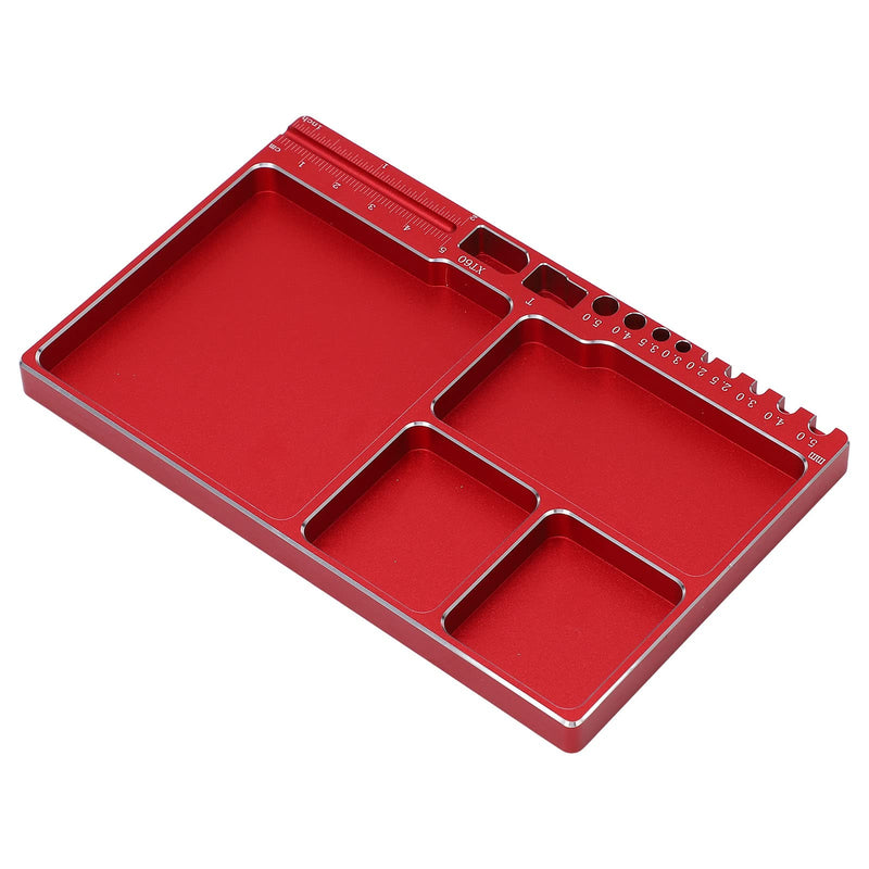 Magnetic Screw Tray Aluminium Alloy Magnetic Adsorption Widely Used Magnetic Parts Tray with Magnetic Pad for RC Repair Magnetic Bowl for Screws(Red)