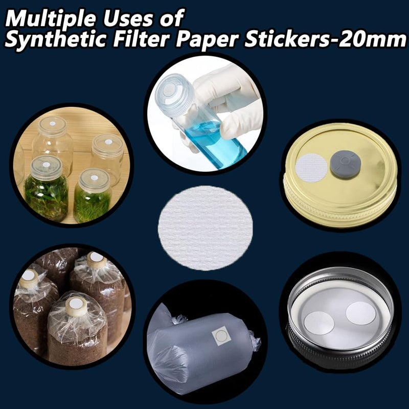 Mushroom Growing Supplies 0.25 μm - 32Pcs 20mm & 18Pcs 65mm Filter Filter Disc Mushroom,Membrane Filter Sticker, Mycology Supplies,Applied Under Wide Mouth Jar Lid for Mushroom Cultivation 20mm&65mm