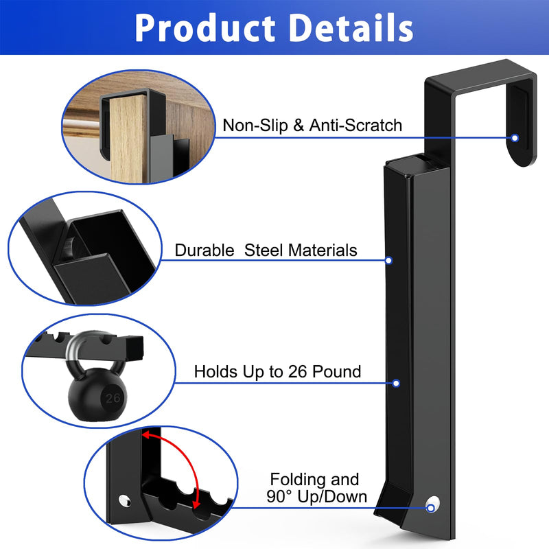 1 Pcs Over The Door Hooks Hanger,Folding Over Door Clothes Drying Laundry Rack Hooks for Hanging Clothes,Over Door Towel Racks with 6 Groves,Hanger for Clothes,Towels for Bedroom Bathroom (Black) Black-1pcs
