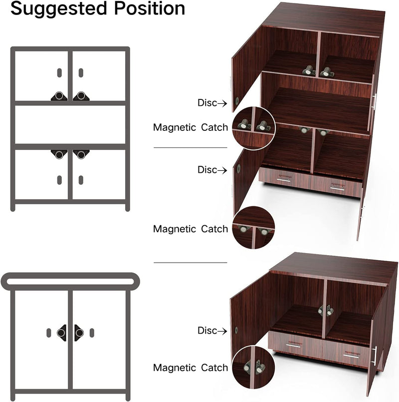 4 Pack Cabinet Magnets Strong, Magnetic Door Catch, Cabinet Door Closers, Magnets for Cabinet Doors Latches Hardware - Bronze 4