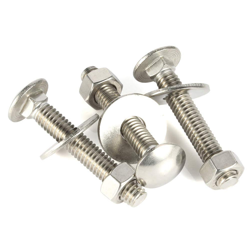 5/16-18 x 1-1/4" Carriage Bolts and Nuts Kit, Round Head Square Neck Screws, Stainless Steel 18-8 (304), 10 Sets 5/16-18 x 1-1/4"