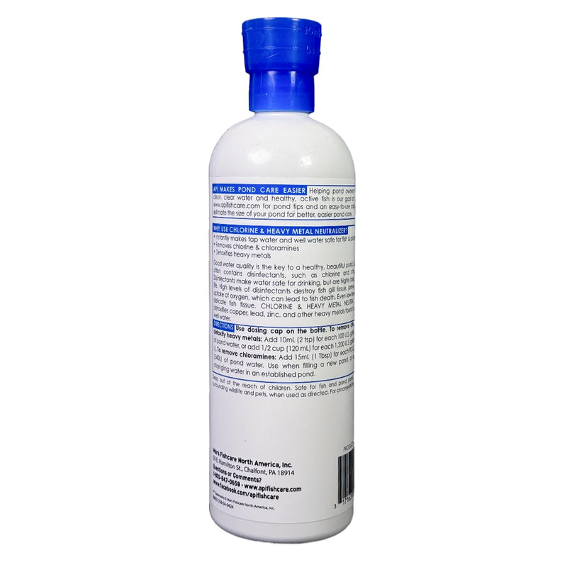 API POND CHLORINE & HEAVY METAL NEUTRALIZER Pond Water Neutralizer 16-Ounce Bottle