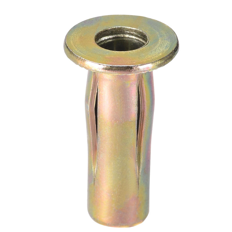 uxcell Multi-Grip Rivet-Nut, M6 Pre-Bulbed Shank Carbon Steel Color-Zinc-Plated Flat Head Threaded Insert Nut 40Pcs 40