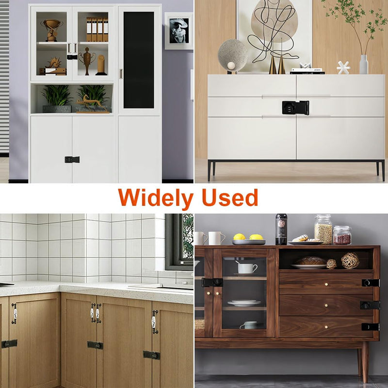 Closet Locks for Double Doors - Keyless Cabinet Lock with Code - 3-Digit Combination Password Pantry Locks Latch Sliding Closet Door Lock for Shed Folding Double Cupboard Door Black 2 Pack