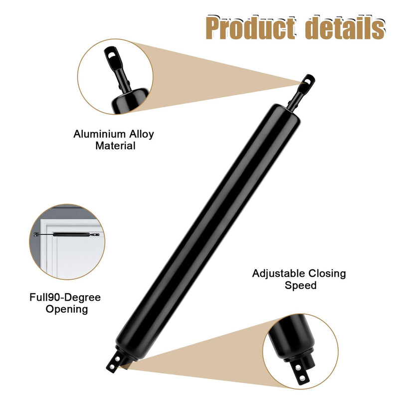 Storm Door Closer & Screen Door Handle, Black Heavy Duty Screen Door Closer Replacement Kit Shock Absorber Bracket with Screen Door Spring Storm Door Latch Protecting from Strong Winds