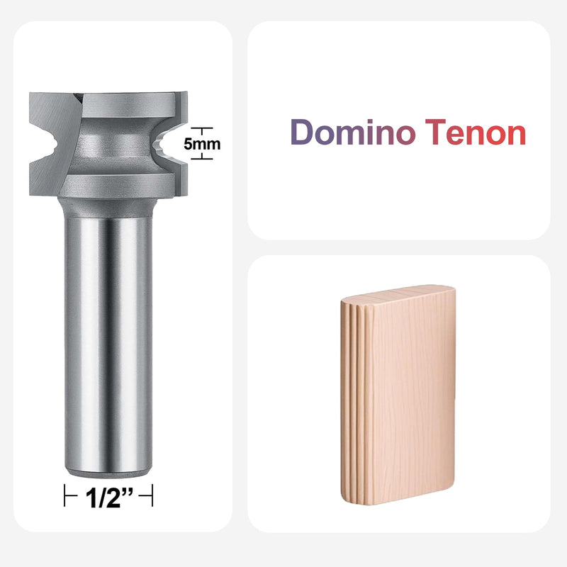 SpeTool Carbide Router Bit 1/2 Shank Compatible with Festool Domino Joiner, 5mm Domino Tenon Cutters for Woodworking 5mm Dia