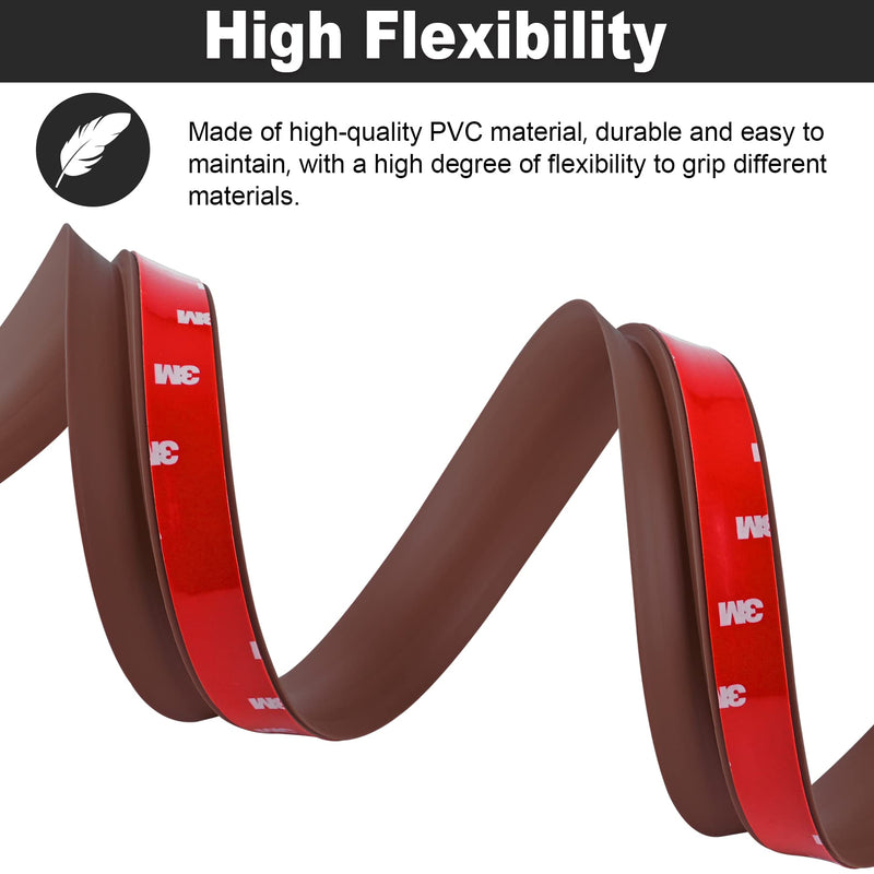 10Ft Carpet Floor Transition Strip, Self Adhesive Floor Edging Trim Strip, PVC Threshold Cover for Doorway, Floor Divider Strip Suitable for Threshold Transitions with a Height Less Than 5 mm - Coffee 10Ft