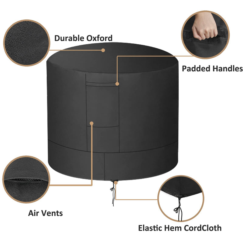 Winter Air Conditioner Covers for Outside Units - 34 x 34 x 30 inches Water Resistant AC Unit Covers Outdoor - American Standard Furniture Universal Cover (Round) - Black Round - 34”D x 30”H