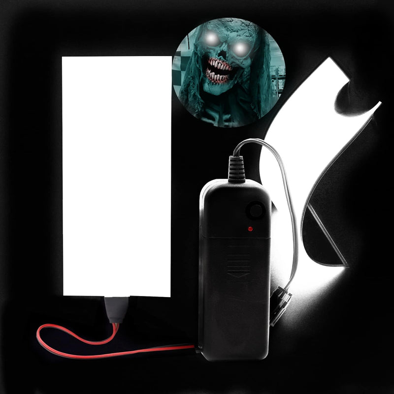 Electroluminescent El Sheet Light - 3Modes Stay on/Slow Flash/Fast Strobe, 12cm x 5 cm DIY Neon Panel DIY Cuttable Lamp for Cosplay Decoration (White) 12x5 White