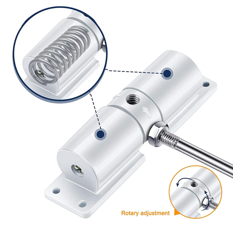 Automatic Door Closer, Zinc Alloy Safety Spring Door Closer Adjustable 30 kg Closing Door Hinge (White) White