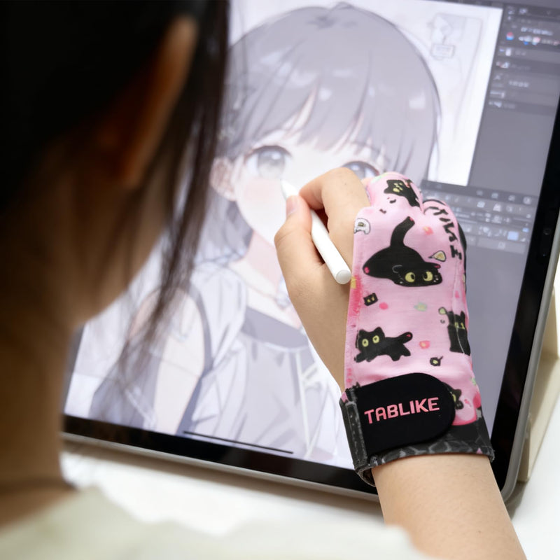 Drawing Glove for iPad, 3-Layer Palm Rejection Artist Glove(Size M, Pink) Medium
