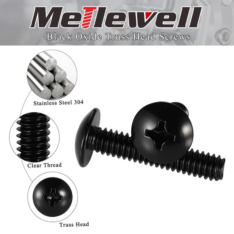 #8-32 x 1/2" Truss Head Machine Screws, Full Thread, 18-8 Stainless Steel, Black Finish, Quantity 100 #8-32 x 1/2"