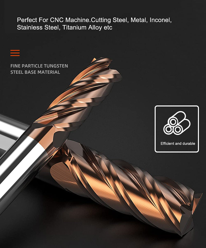ASNOMY 1pc Carbide Square End Mill - 3/8"(10mm) Micro Grain Carbide End Mill for Alloy Steels/Hardened Steels - 4 Fultes Milling Cutter- HRC55 AlTiN Coated 3/8"(10mm) 1