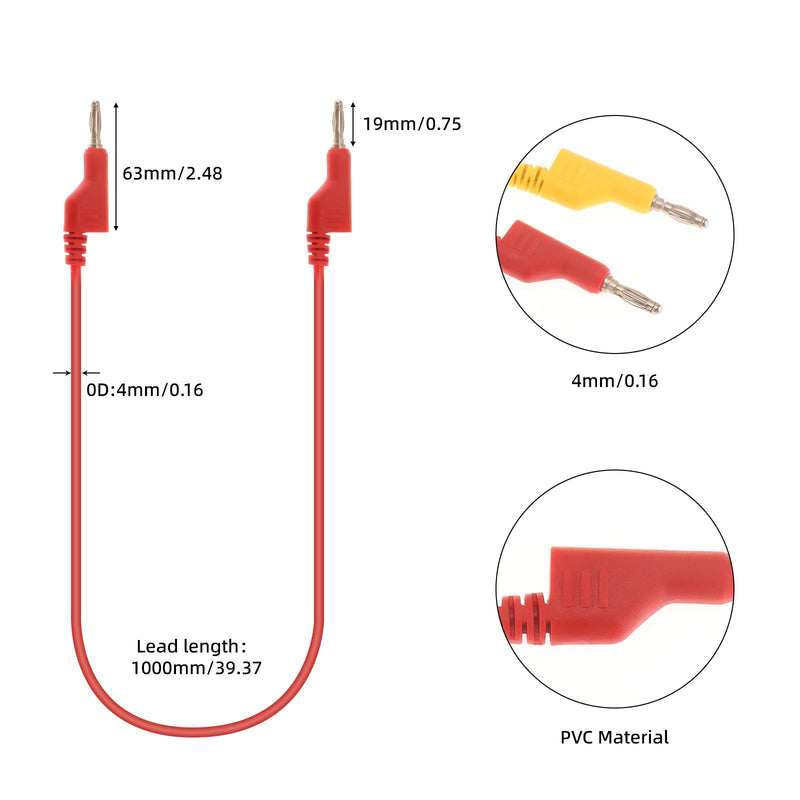 30Pcs Banana Plug Silicone Test Leads Kit, 4mm Stackable Banana Plug with Threading Probe, Alligator Clips, Probe Holder, Connection Hose, Automotive Test Leads for Multimeter