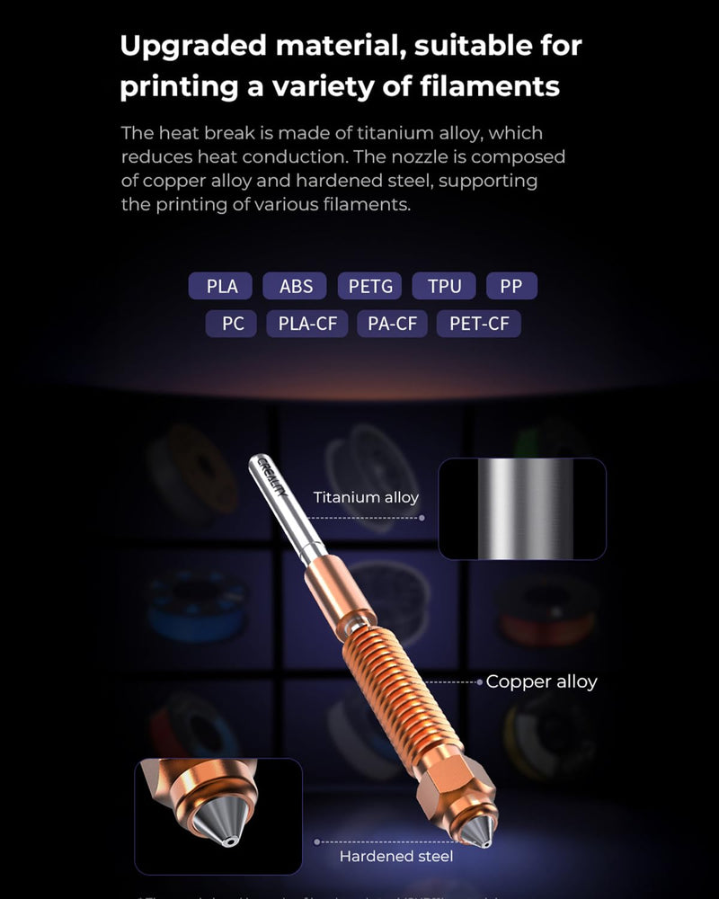 Creality Official K1 SE/K2 SE Nozzle 0.4mm, 4PCS Quick-Swap 3D Printer Nozzle Copper Alloy and Hardened Steel Nozzle with Titanium Alloy Heat Break for K1C, K1, K1 Max, Ender 3 V3 SE, Ender 3 V3 KE 4PCS 0.4mm