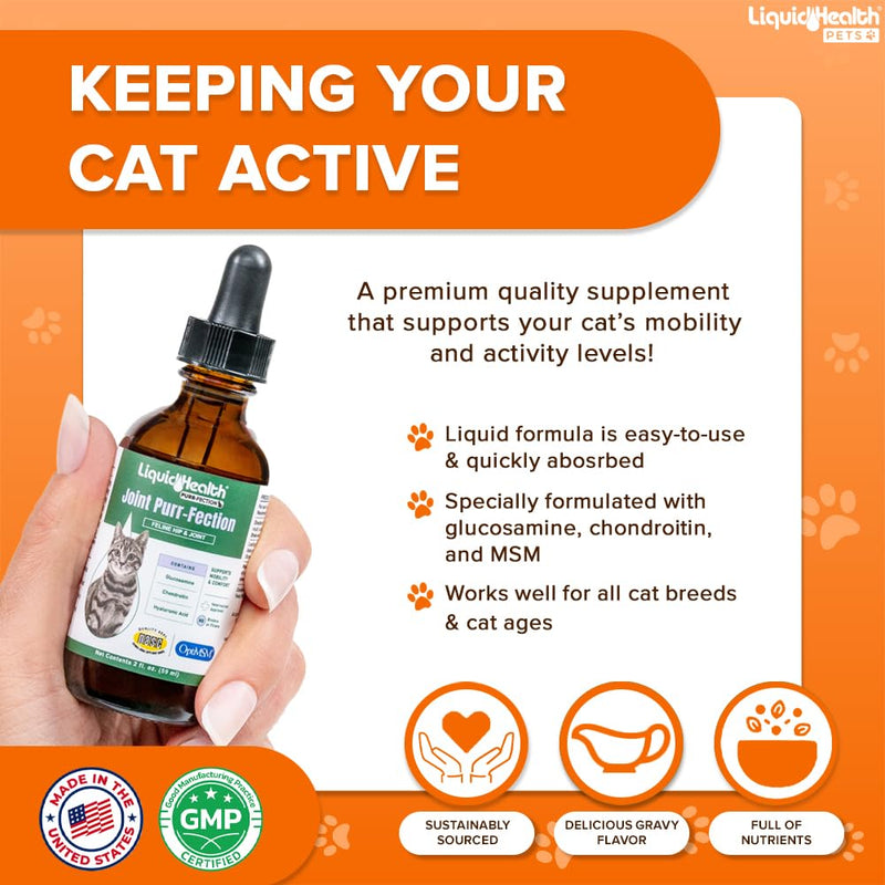 LIQUIDHEALTH Pets K9 Vegetarian Glucosamine for Dogs & Puppies & Joint Purr-Fection Glucosamine Drops for Cats & Kittens - Pet Supplements Made in USA