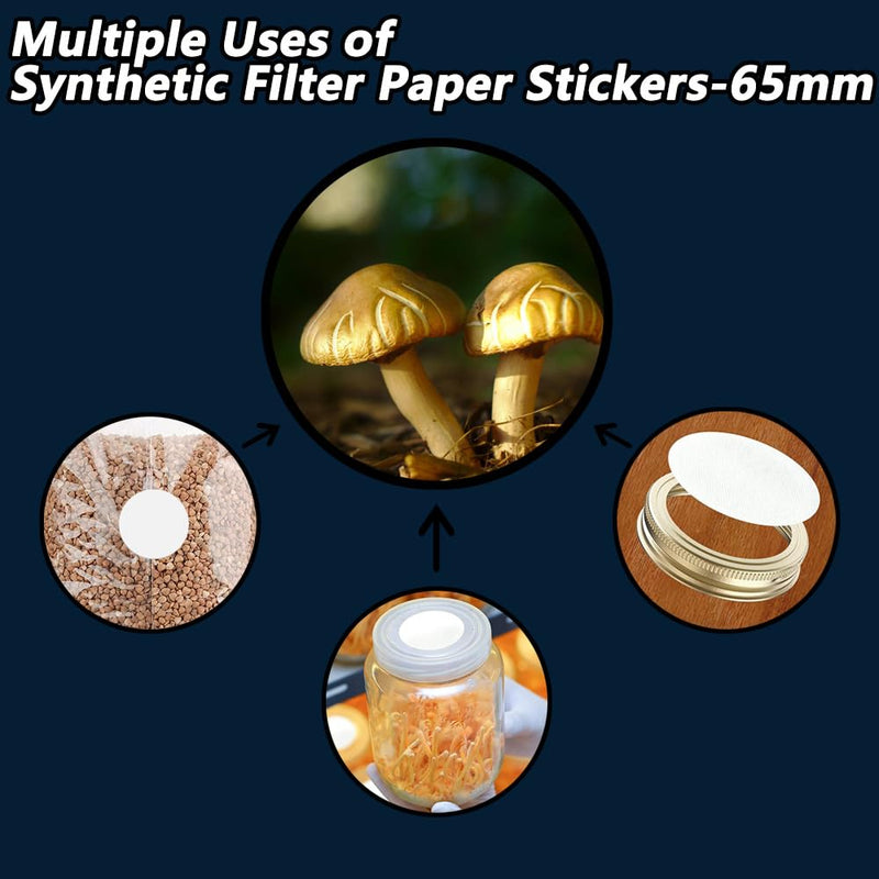 Mushroom Growing Supplies 0.25 μm - 32Pcs 20mm & 18Pcs 65mm Filter Filter Disc Mushroom,Membrane Filter Sticker, Mycology Supplies,Applied Under Wide Mouth Jar Lid for Mushroom Cultivation 20mm&65mm