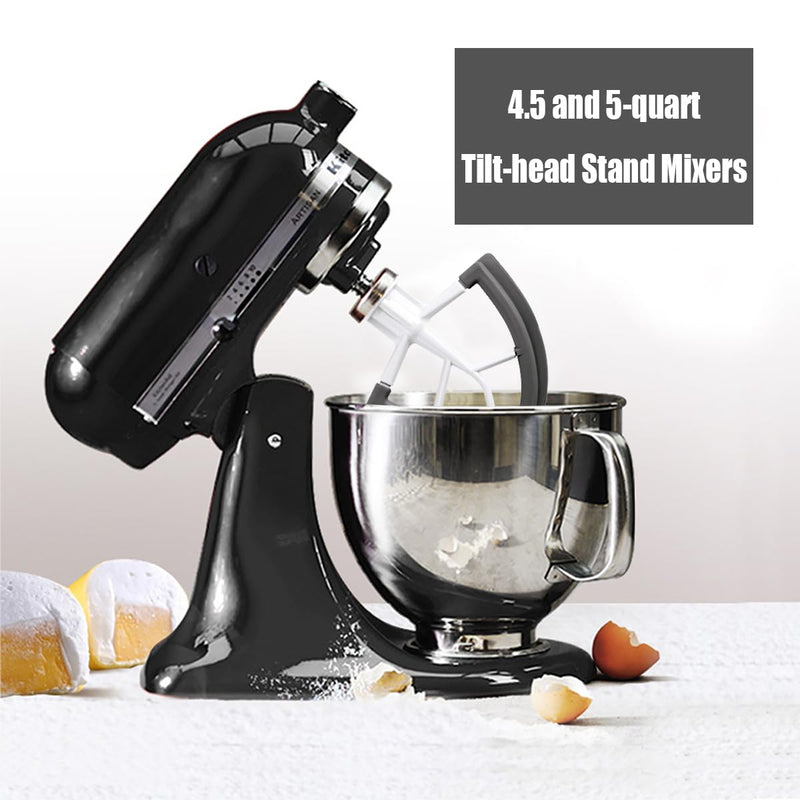 Flex Edge Beater,Mixer Accessory,Attachments For Mixer,Fits Tilt-Head Stand Mixer Bowls For 4.5-5 Quart Bowls,Beater With Silicone Edges,White Grey