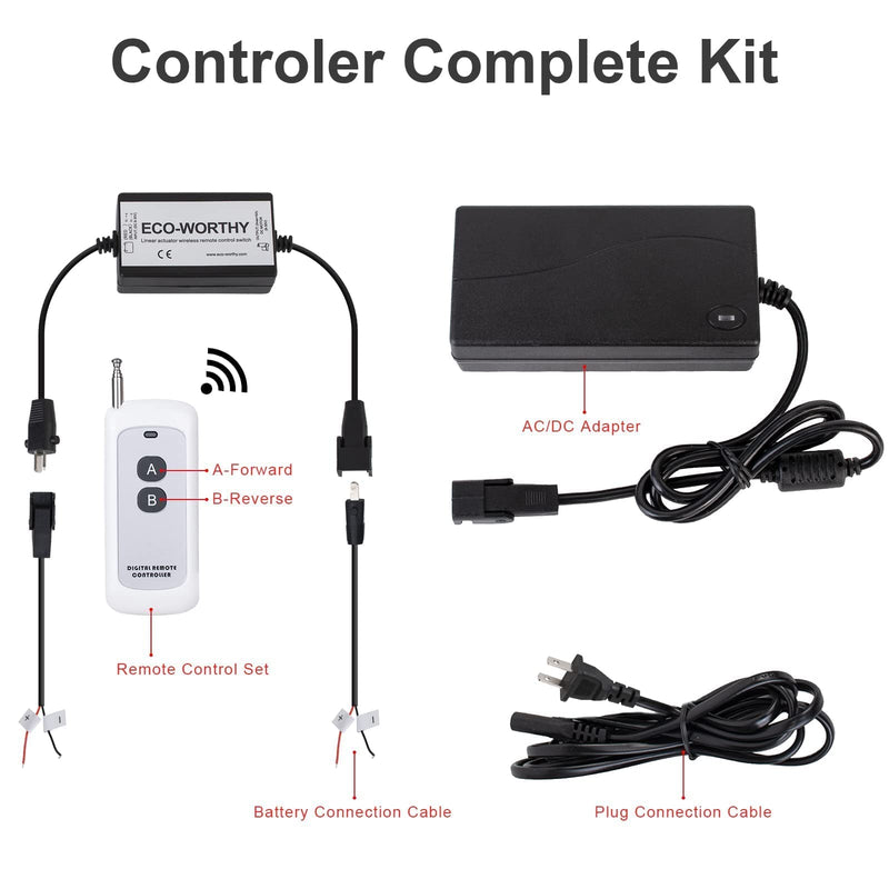 DC HOUSE Forward and Reverse Linear Actuator Controller with 12V AC/DC Adapter, Maximum Remote Control Distance 70M, Wireless Remote Motor Control Switch Kit for Various Motor/Linear Actuators 1 remote control with adapt