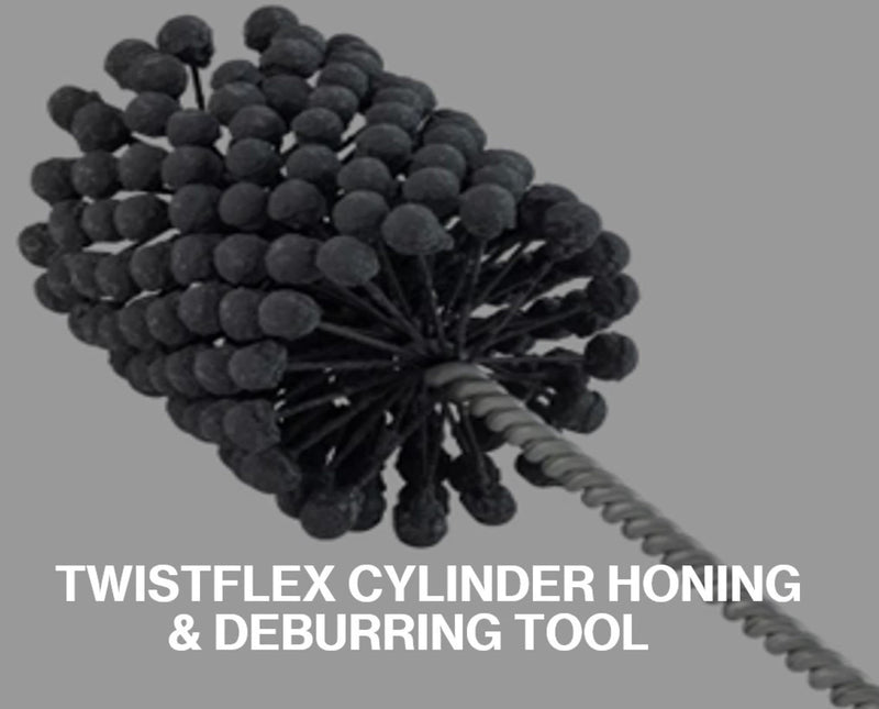 Pro-Graad TwistFlex Cylinder Hone | 4-1/8” 240SC Flexible Cylinder Honing & Deburring Tool | 4.125" Bore Brush for Hole Diameters 3.90” – 4.15” | Silicon Carbide 240 Grit 0.354" Shank 13-1/2" Length