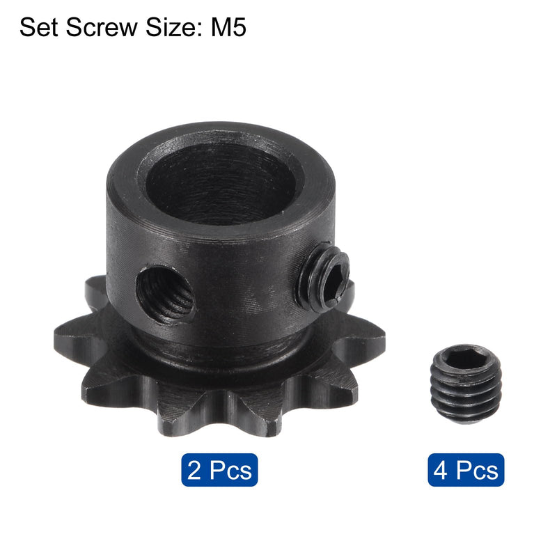 uxcell #25 Chain Roller Sprocket, 10mm Bore 1/4" Pitch 10 Tooth Single Strand Chain Sprocket, C45 Carbon Steel 25 Roller Chain Sprocket with Set Screws for ISO 04C Chain, 2Pcs 23.5mmx10mm
