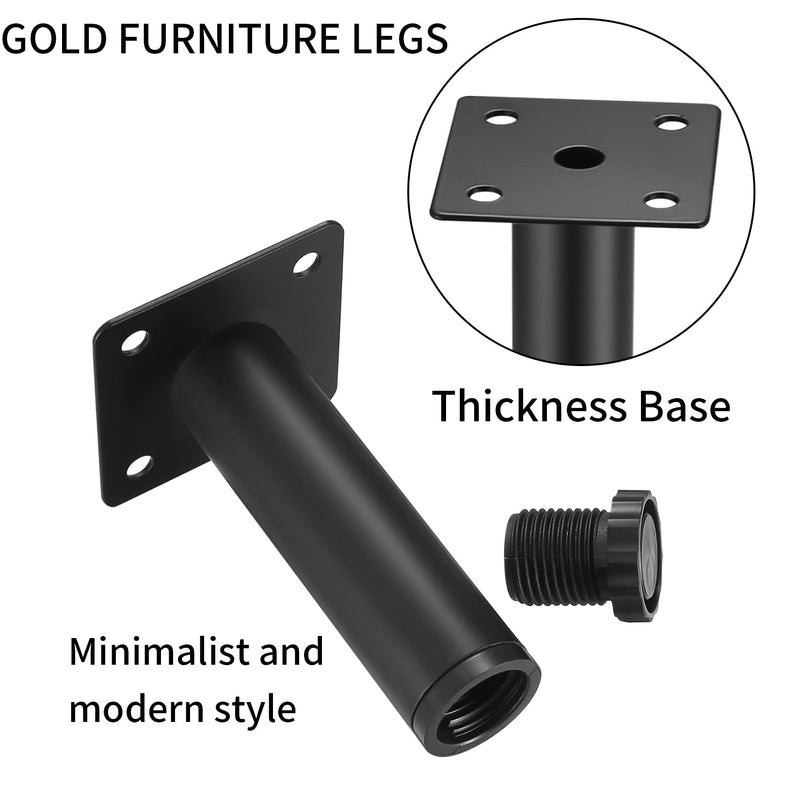 4 Pcs Furniture Legs, Metal Cabinet Legs, 6 inches/15 cm Adjustable Furniture Support Feet for Kitchen Shelves Sofa Table Chair Desk Cupboard Furniture Adjustable Legs Feet Foot 15cm/6"