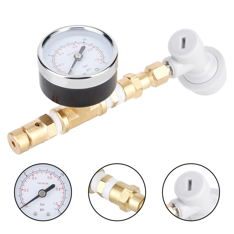 Beer Brew Adjustable Pressure Relief Valve, 0-15psi CO2 Regulator Ball Lock Connector with Gauge for Home Brewing Beer