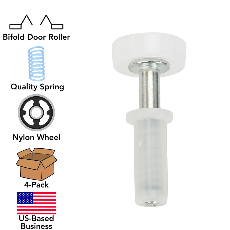 Spring-Loaded Bi-Fold Door Top Roller Guide Wheel, 4-Pack