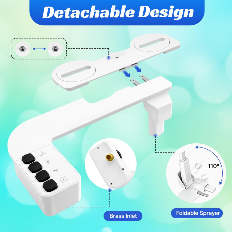 Bidet Attachment for Toilet,0.23 Inch Ultra-Thin Non-Electric Bidet,Knob Control for Water Flow On/Off, Adjustable Water Pressure,Foldable Dual Self-Cleaning Nozzles (Only Cold Water) Square-2
