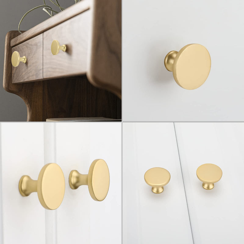 goldenwarm 10Pack Gold Knobs for Dresser, Gold Cabinet Knobs Matte Gold Drawer Knobs, Brushed Gold Dresser Knobs Round Brass Kitchen Cabinet Knobs 10 Pack Matte Gold-Round
