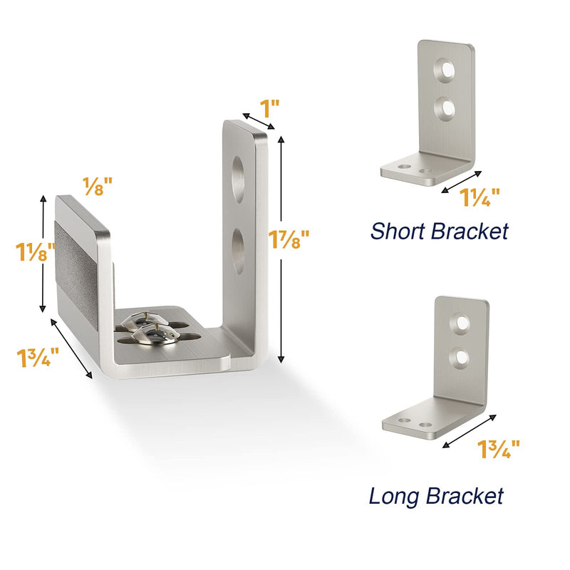 EaseLife Sliding Barn Door Bottom Floor Guide,U Shape,Flexible Adjustable Fit Distance,Flush Flat Bottom Design,Wall Mount System,for Door & Cabinet,Brushed Nickle,2 Pack 2 Pieces Nickel