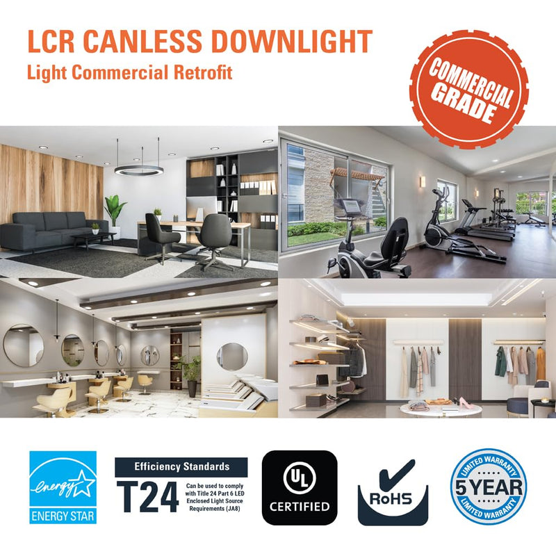 HALO LCR2 2 in. Soft White Selectable CCT Integrated LED Recessed Light with Surface Mount White Trim Retrofit Module