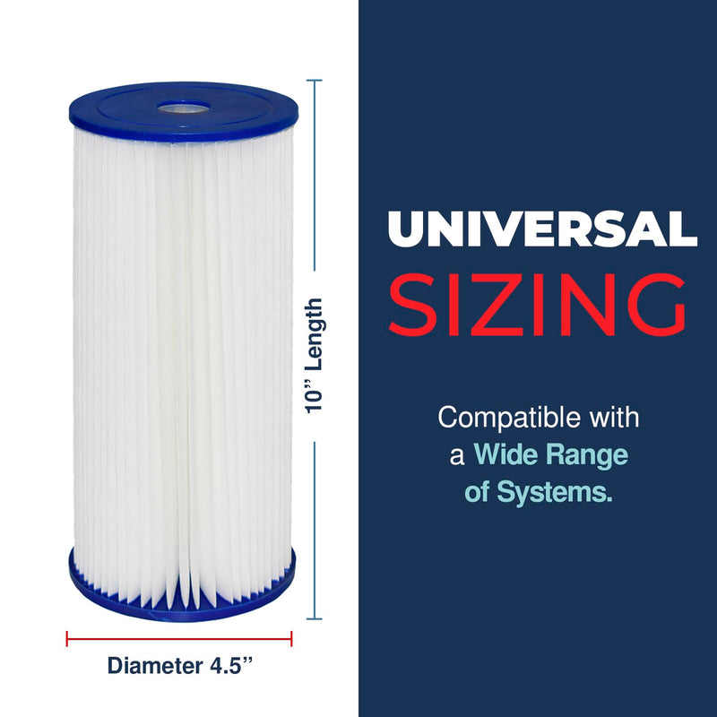 5 Micron Pleated Sediment Water Filter 10 x 4.5 Cartridge - Whole House Water Filter Replacement - Whole House Water Filters Cartridges Compatible with Well Filters FXHSC, ECP5-BB, Made in USA, 2-Pack