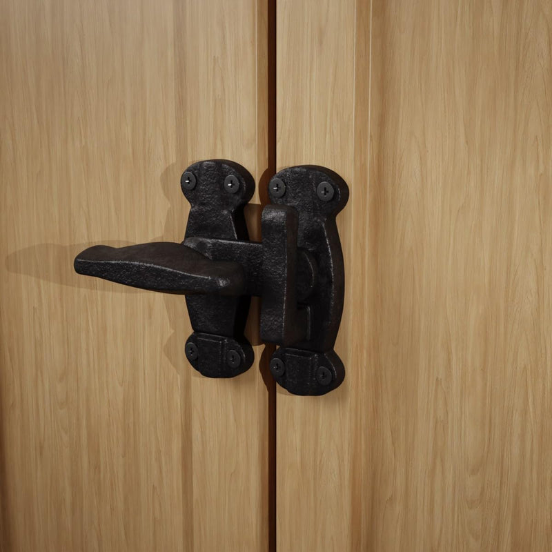 Renovators Supply Manufacturing Door Latch 2 in. Black Wrought Iron Latch Latch Lock for Cabinets/Windows with Mounting Hardware Pack of 2