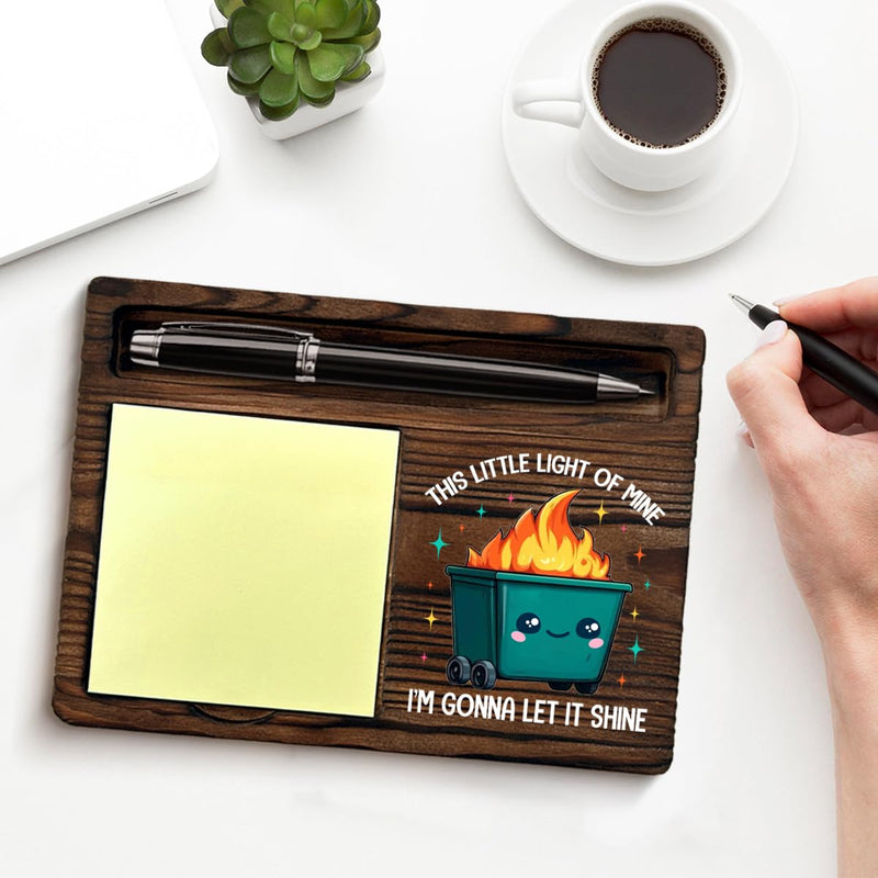 Funny Office Dumpster Fire Sticky Note Holder Dumpster Fire Gifts This Little Light of Mine I'm Gonna Let It Shine Post It Note Dispenser for Office Cubicle Desk Decor