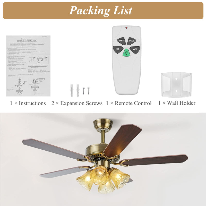 Ceiling Fan Remote Control Replacement, FAN-53T Remote for Harbor Breeze Hampton Bay Hunter, Replace 2AAZPFAN53T L3HFAN11T FAN-11T L3HFAN35T1 FAN-35T KUJCE9103 CHQ8BT7030T CHQ7030T UC7030T FAN-53T1 53T Fan Remote