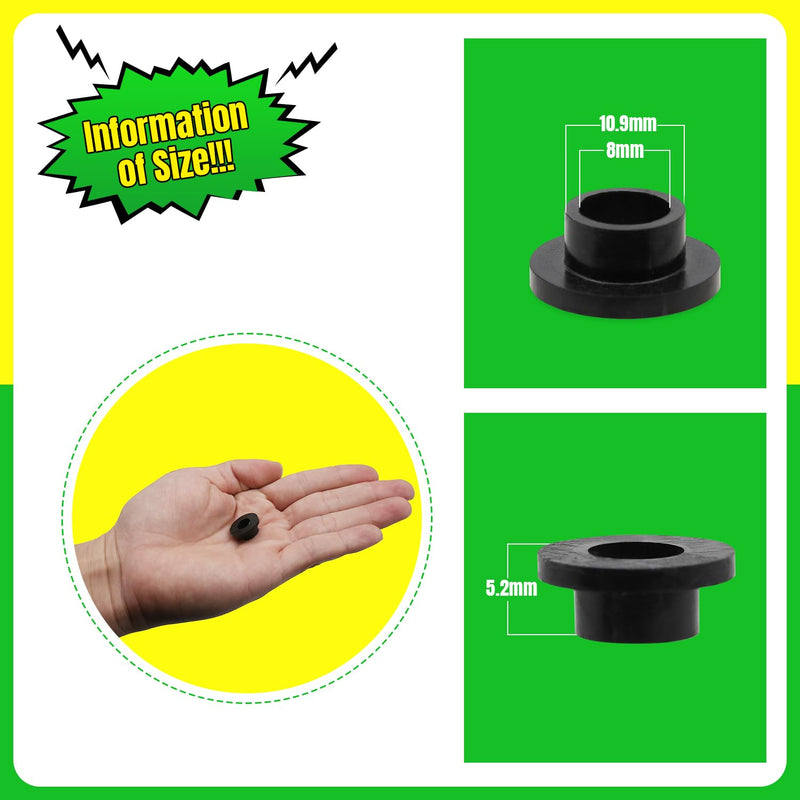 10pcs Flanged Sleeve Bearings M8 Bore 10.9mm OD 5.2mm Length POM Wrapped Oilless Bushings Nylon Bushings for Shaft, Black M8*10.9*5.2