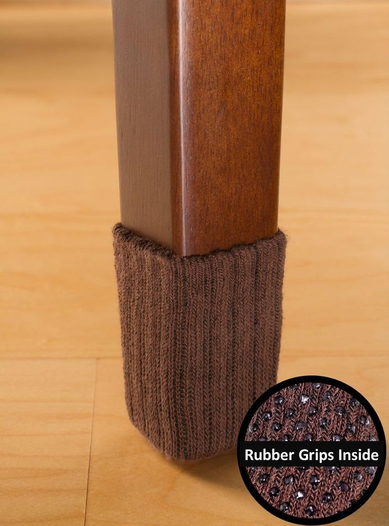 Small/Chocolate Brown, NancyProtectz Patented with Grips/Chair Leg Floor Protectors. The Original Furniture Sock Chocolate Brown Small