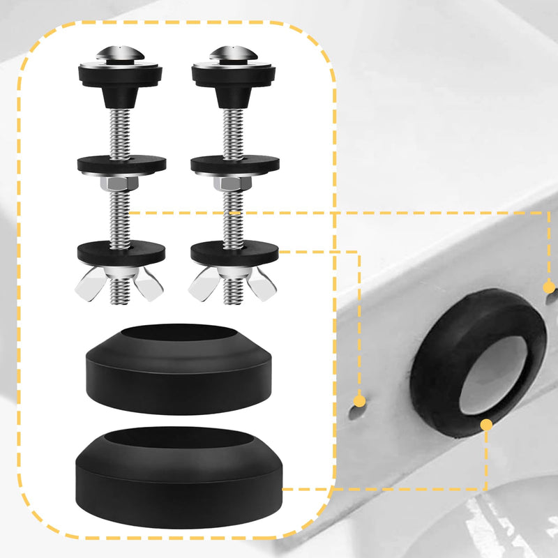 Universal Toilet Tank to Bowl Gaskets Kit, 4 PCS 2.75‘’ Heavy Duty Toilet Tank Bolts Replacement, Fits Most 2-Inch and 3-Inch Leak Resistance Toilet Flush Valve Opening
