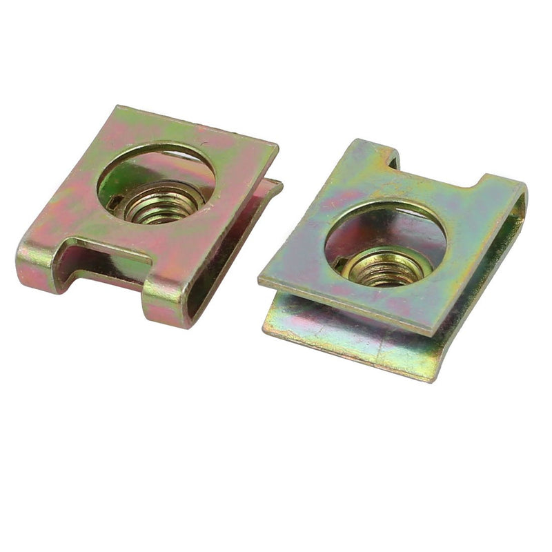 uxcell 20pcs Spring Steel Speed Fastener U Nut Clip Brass Tone for M6 Screw